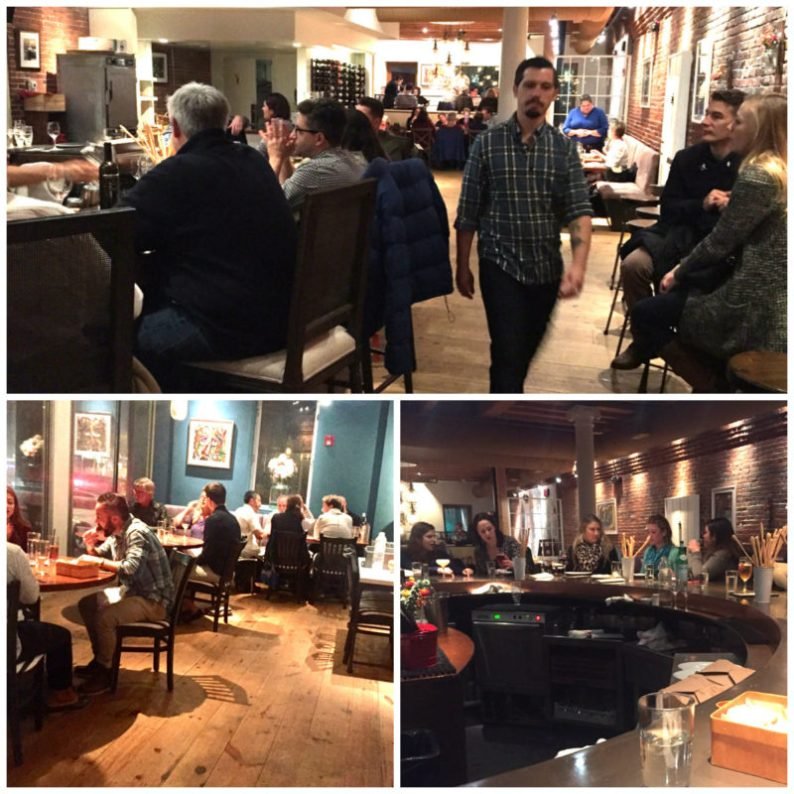 The three dining area: rear dining room, the great circular bar area and the side dining room facing the crudo station are intimate and comfortable